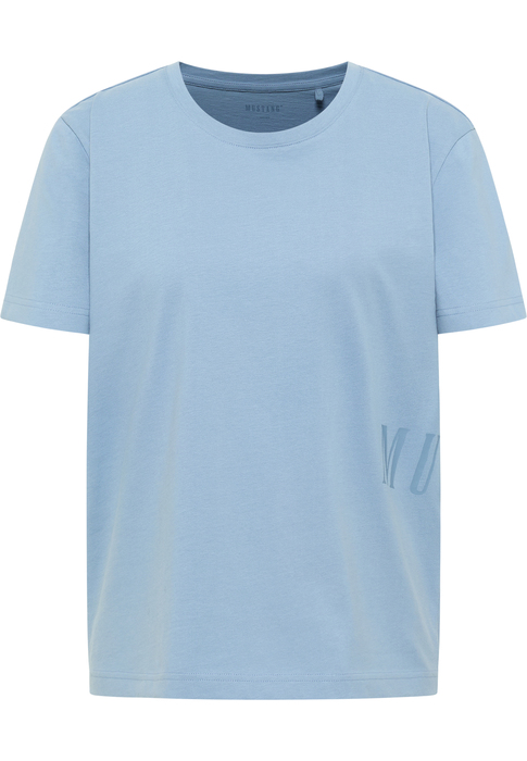 Damski T Shirt Mustang Floris Faded Denim - 1017082-5124