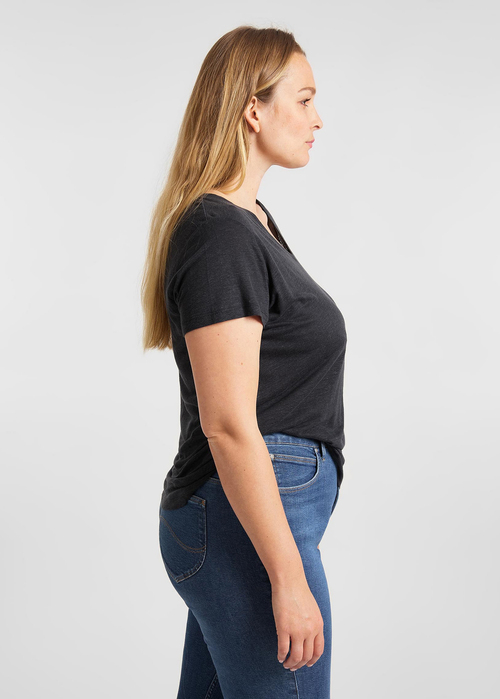 Damski T Shirt Lee V Neck Tee Black - L41JEN01