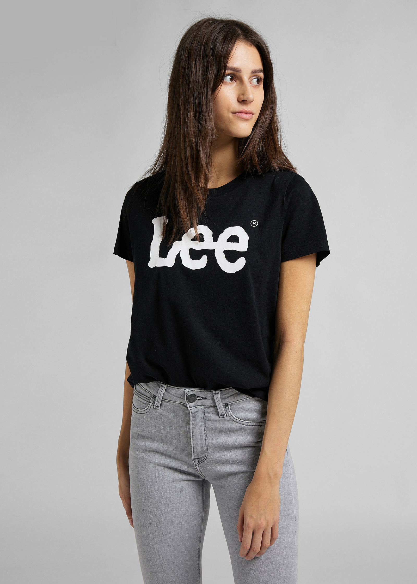 Damski T Shirt Lee Logo Tee Black - L42UER01