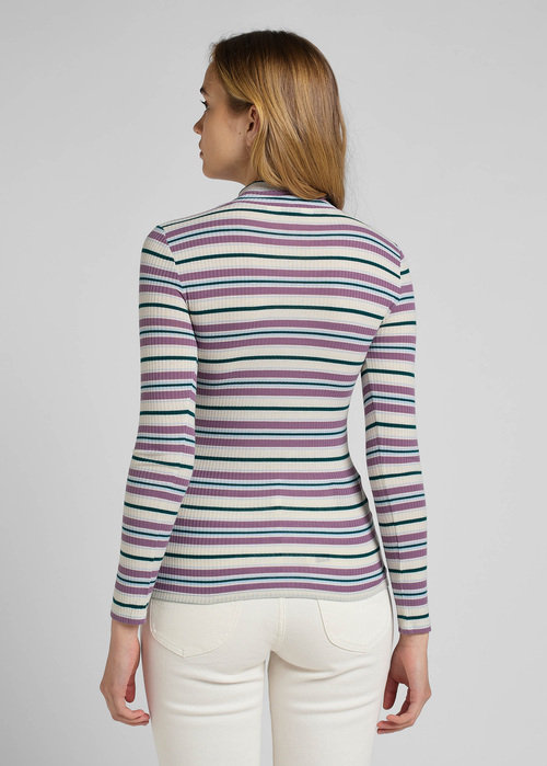 Damski Sweter Lee Ribbed Long Sleeve Striped Tee Ecru - L40HIQDN