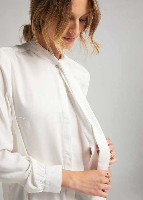 Damska Koszula Materialowa Mustang Elisa Bow Solid Cloud Dancer - 1011515-2020