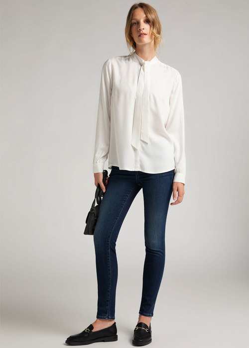 Damska Koszula Materialowa Mustang Elisa Bow Solid Cloud Dancer - 1011515-2020