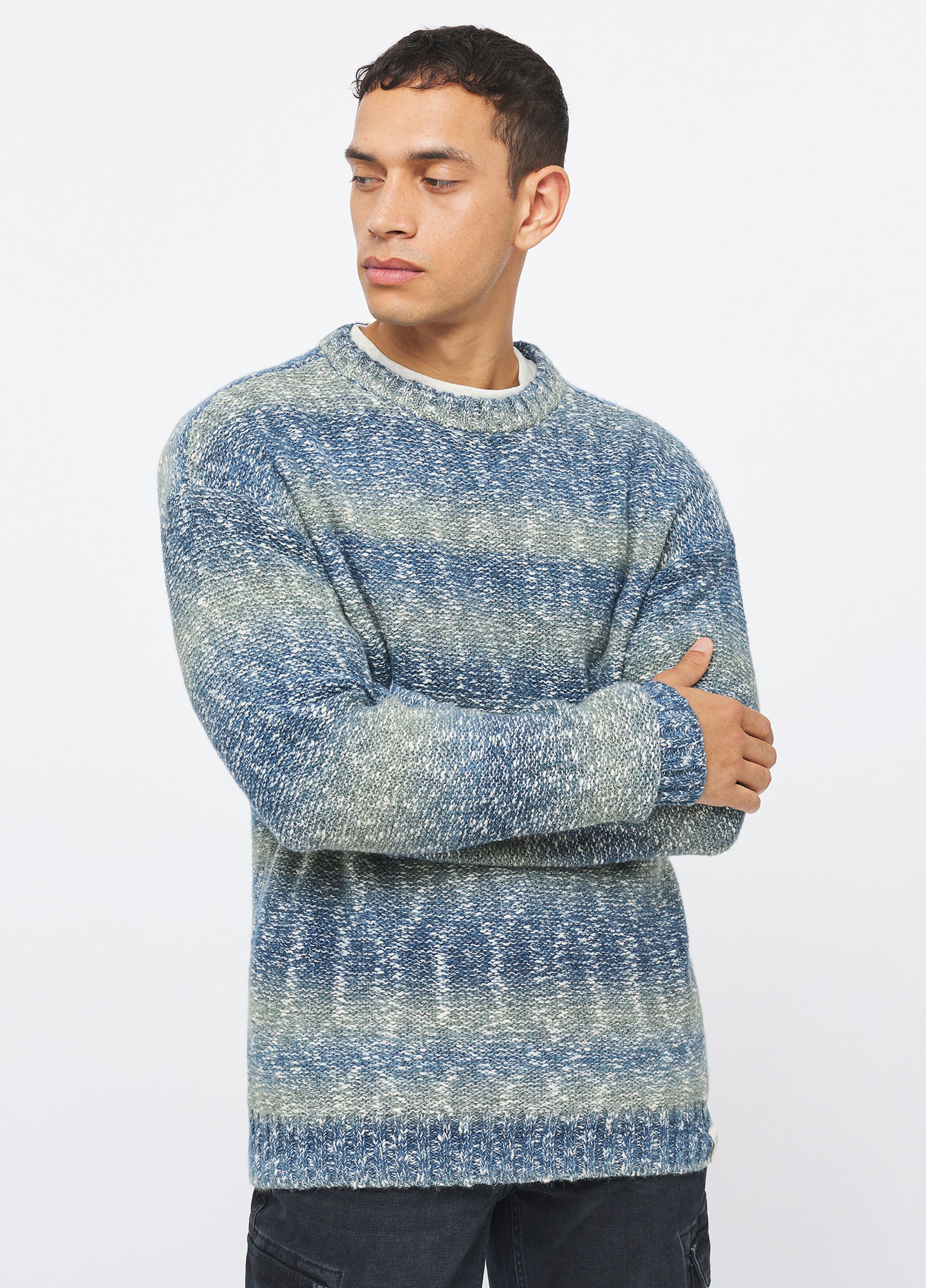 Meski Sweter Mustang Emil C Degradee Degradee Bluetone - 1013058-12357