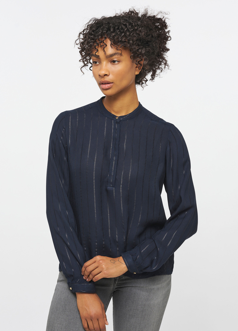 Damska Koszula Materialowa Mustang Emma Tonal Stripe Stripe Lurex - 1013090-12361