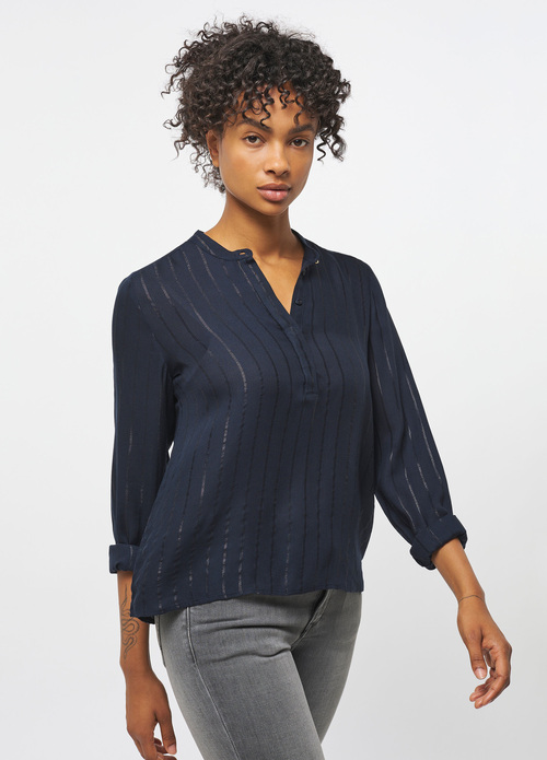 Damska Koszula Materialowa Mustang Emma Tonal Stripe Stripe Lurex - 1013090-12361