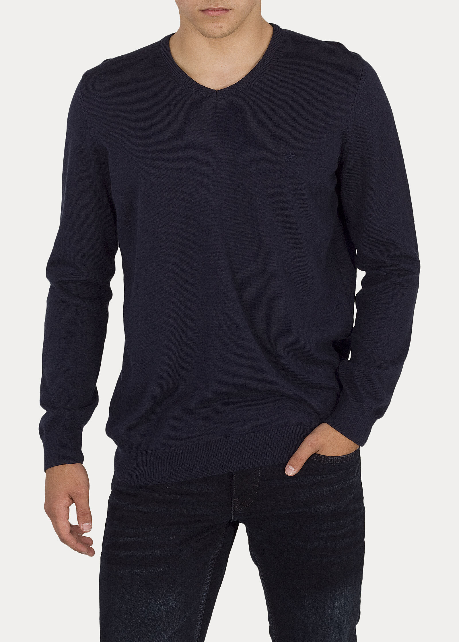 Meski Sweter Mustang Basic V Neck Jumper Dark Sapphire - 1006813-4136