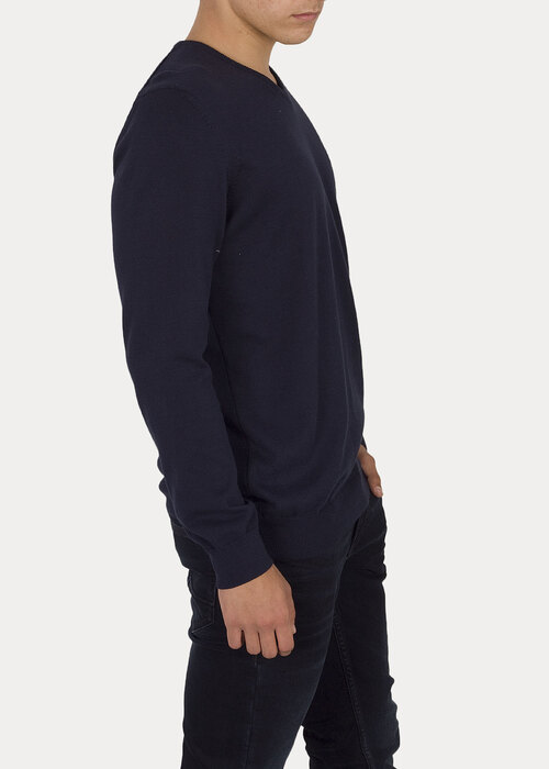 Meski Sweter Mustang Basic V Neck Jumper Dark Sapphire - 1006813-4136