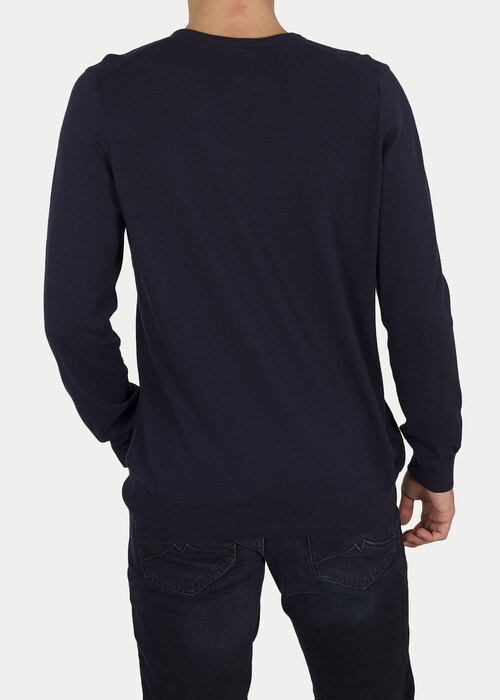 Meski Sweter Mustang Basic V Neck Jumper Dark Sapphire - 1006813-4136