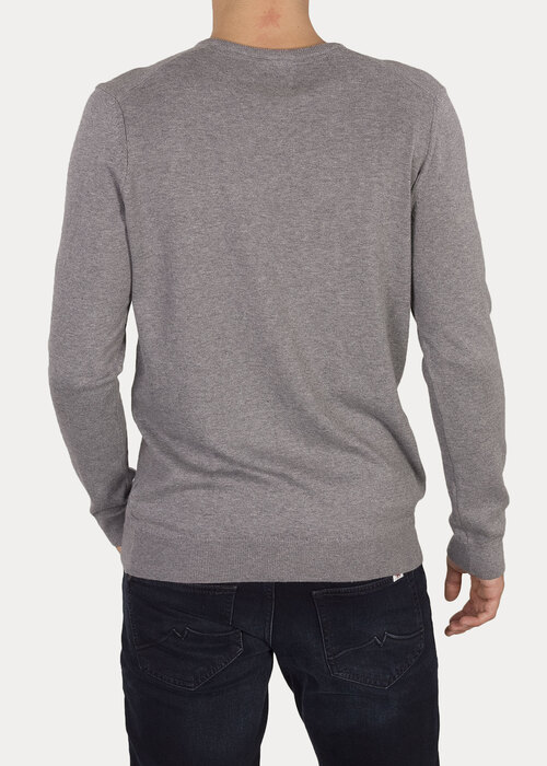Meski Sweter Mustang Basic V Neck Jumper Mid Grey Melange - 1006813-4140