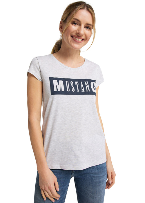 Mustang Alina C Logo Tee Light Grey Melange - 1010370-4141