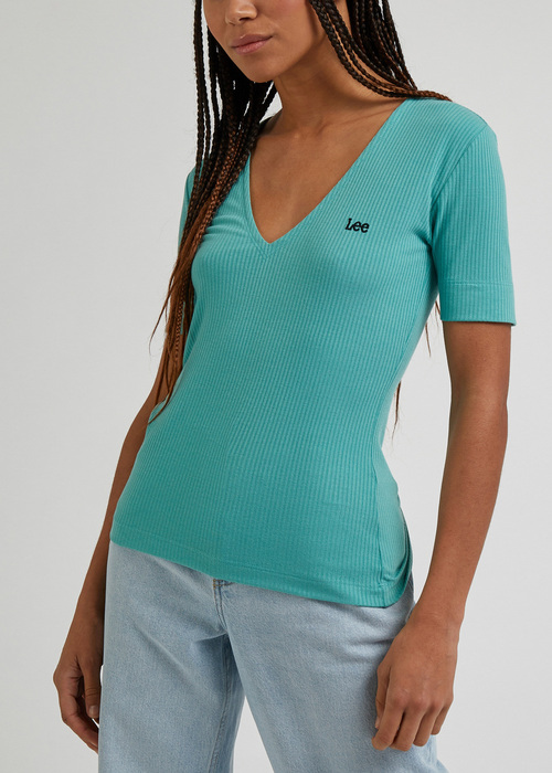 Lee V-Neck Rib - Dusty Jade L49FIP41 112333692
