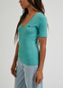 Damski T Shirt Lee V Neck Rib Dusty Jade - L49FIP41