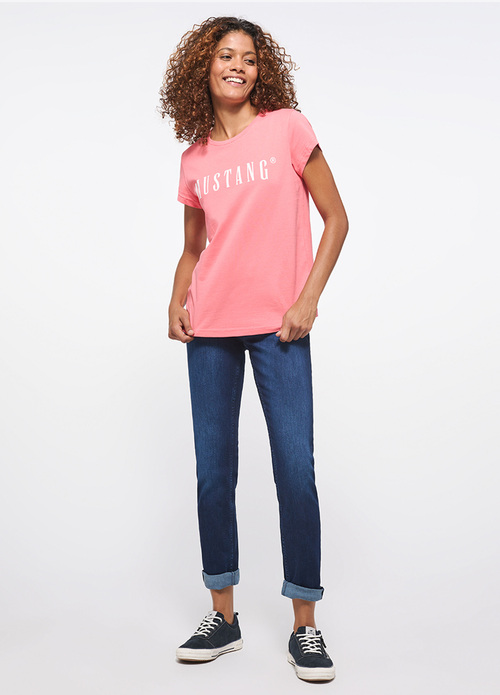 Damski T Shirt Mustang Alina C Logo Tee Tea Rose - 1013222-8142