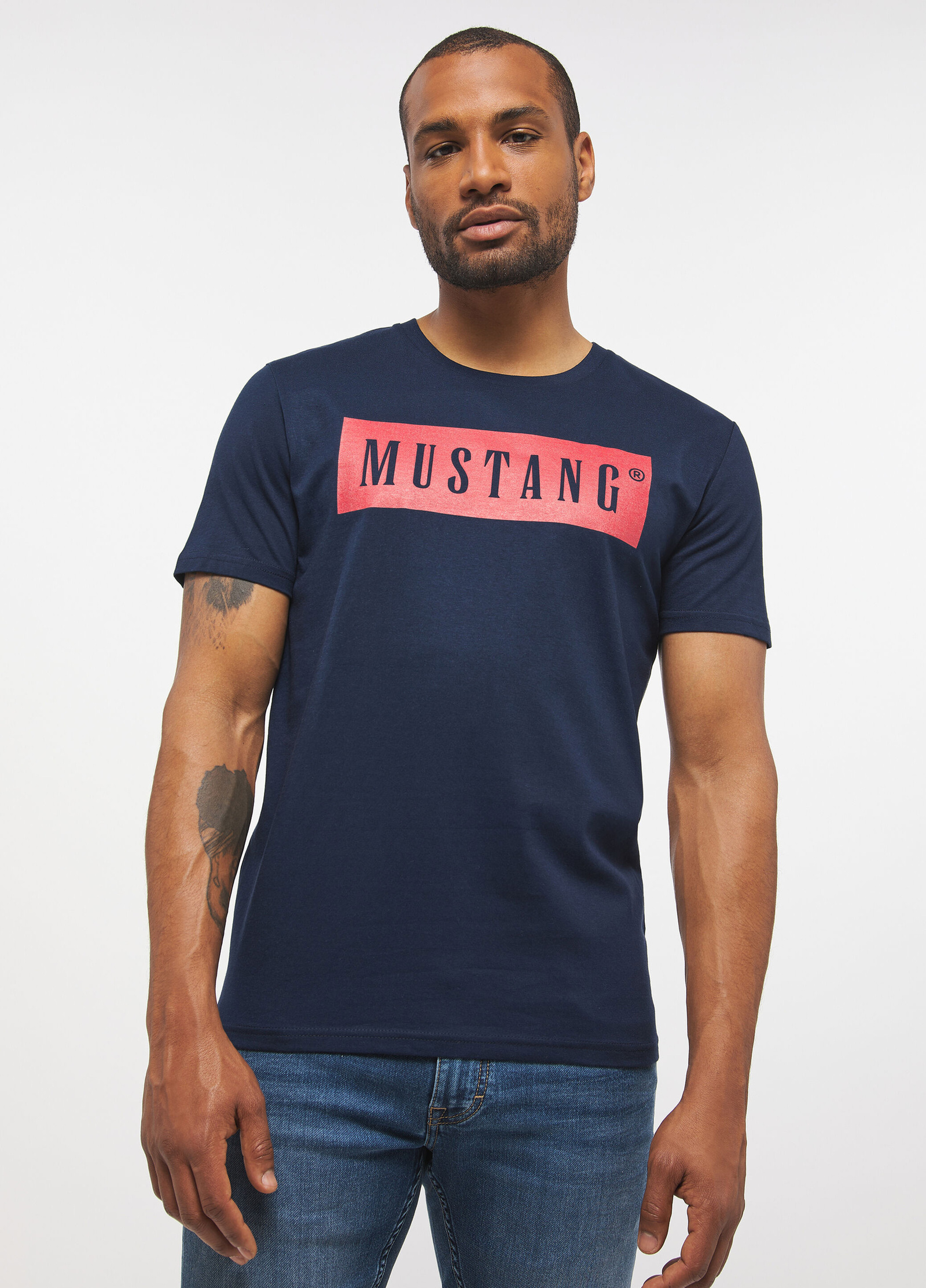 Meski T Shirt Mustang Alex C Logo Tee Blue Nights - 1013223-4085