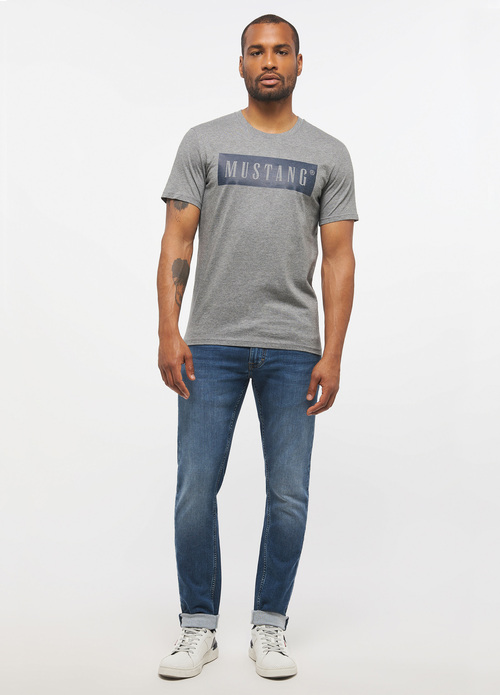 Meski T Shirt Mustang Alex C Logo Tee Mid Grey Melange - 1013223-4140