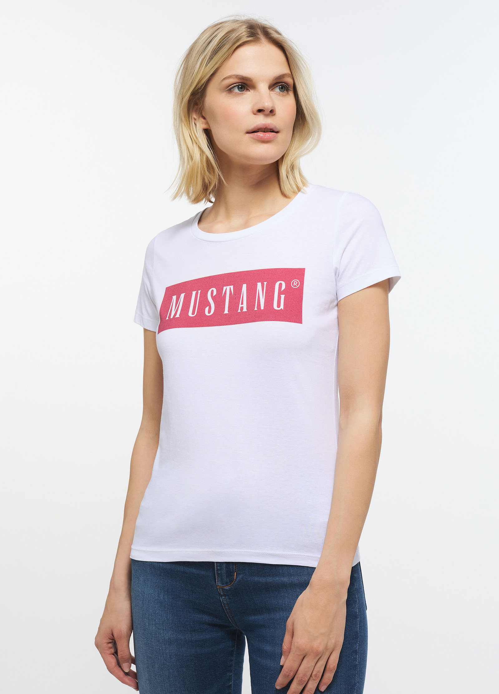 Damski T Shirt Mustang Alina C Logo Tee General White - 1013220-2045