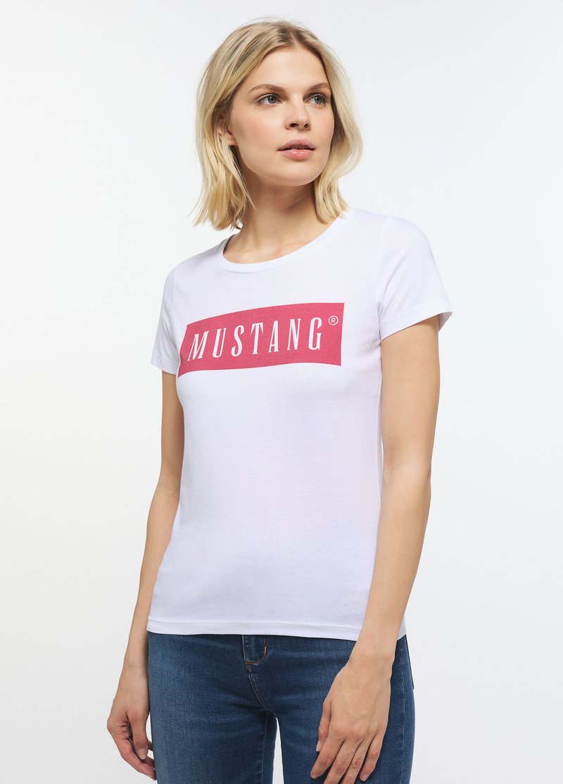 Damski T Shirt Mustang Alina C Logo Tee General White - 1013220-2045