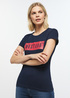 Damski T Shirt Mustang Alina C Logo Tee Blue Nights - 1013220-4085