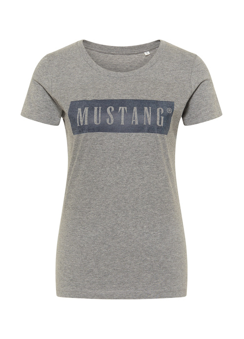 Damski T Shirt Mustang Alina C Logo Tee Light Grey Melange - 1013220-4141