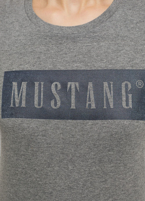 Damski T Shirt Mustang Alina C Logo Tee Light Grey Melange - 1013220-4141