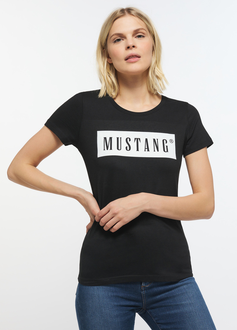 Damski T Shirt Mustang Alina C Logo Tee Black - 1013220-4142