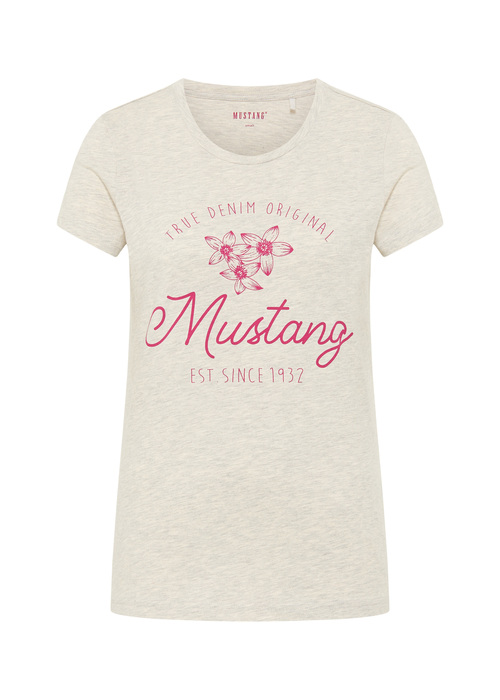 Mustang Jeans® Style Alina C Print - Light Grey Melange Size L | T-Shirts