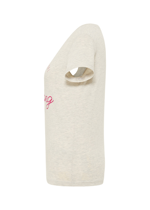 Damski T Shirt Mustang Jeans Style Alina C Print Light Grey Melange - 1012710-4141