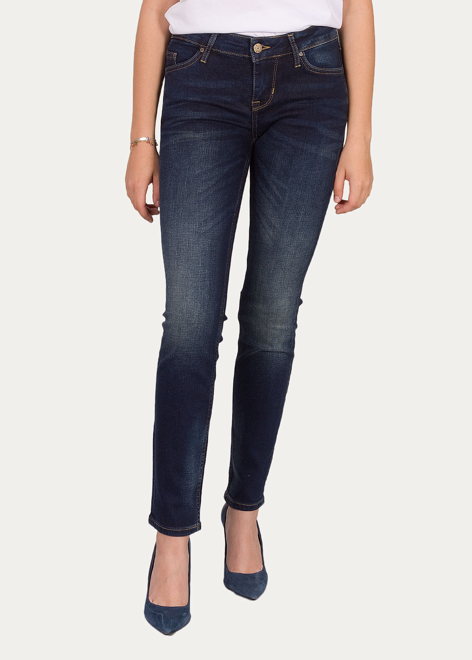 Damskie Spodnie Dzinsowe Mustang Jasmin Slim Dark Used - 0586-5032-586