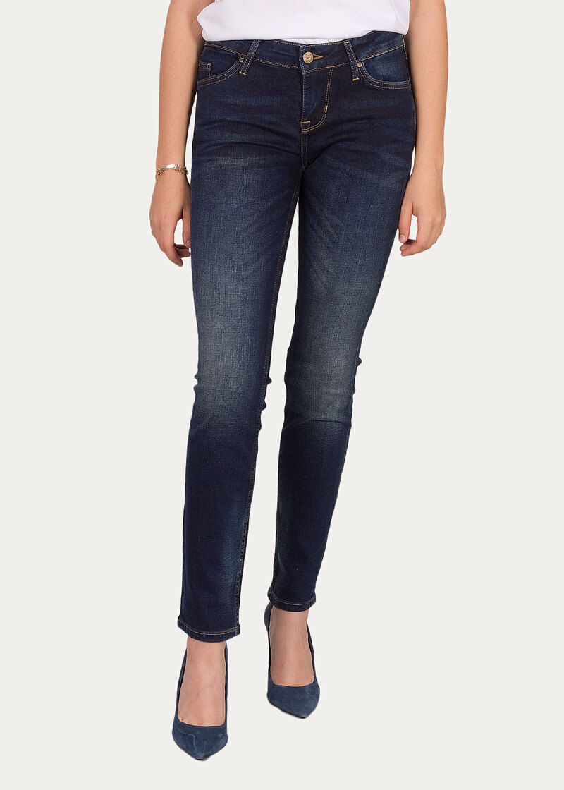 Damskie Spodnie Dzinsowe Mustang Jasmin Slim Dark Used - 0586-5032-586