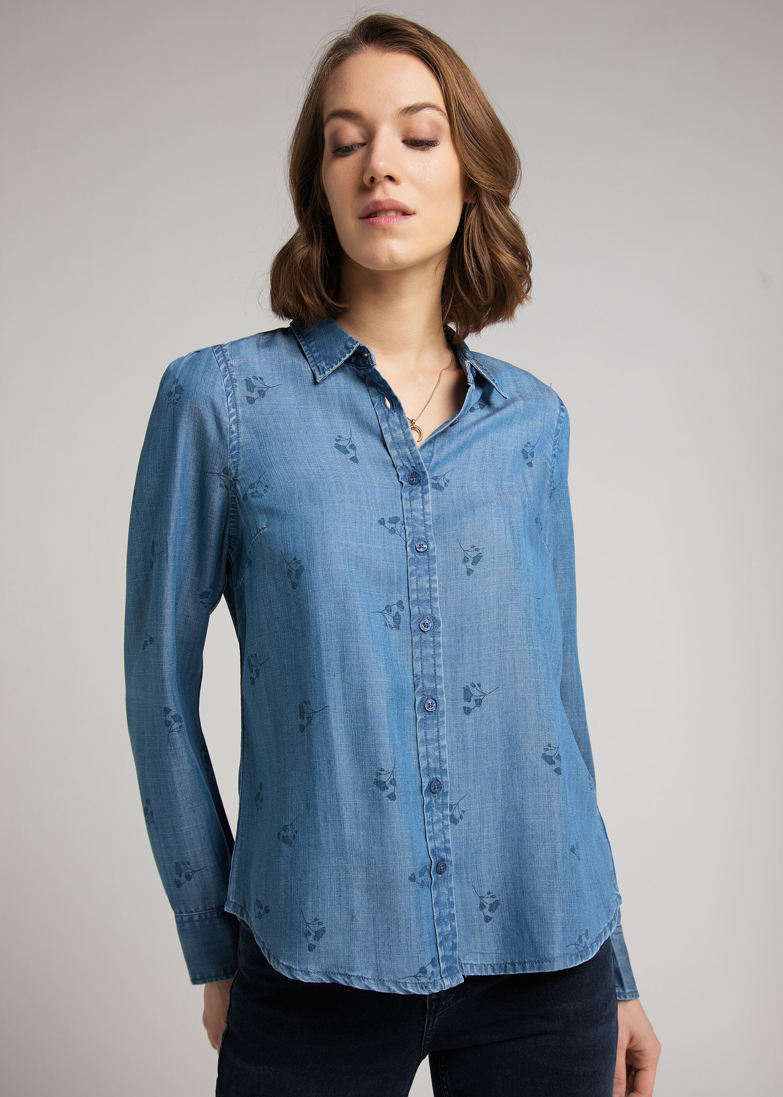 Damska Koszula Dinsowa Mustang Emma Denim Aop Denim Blue - 1011904-5000-200