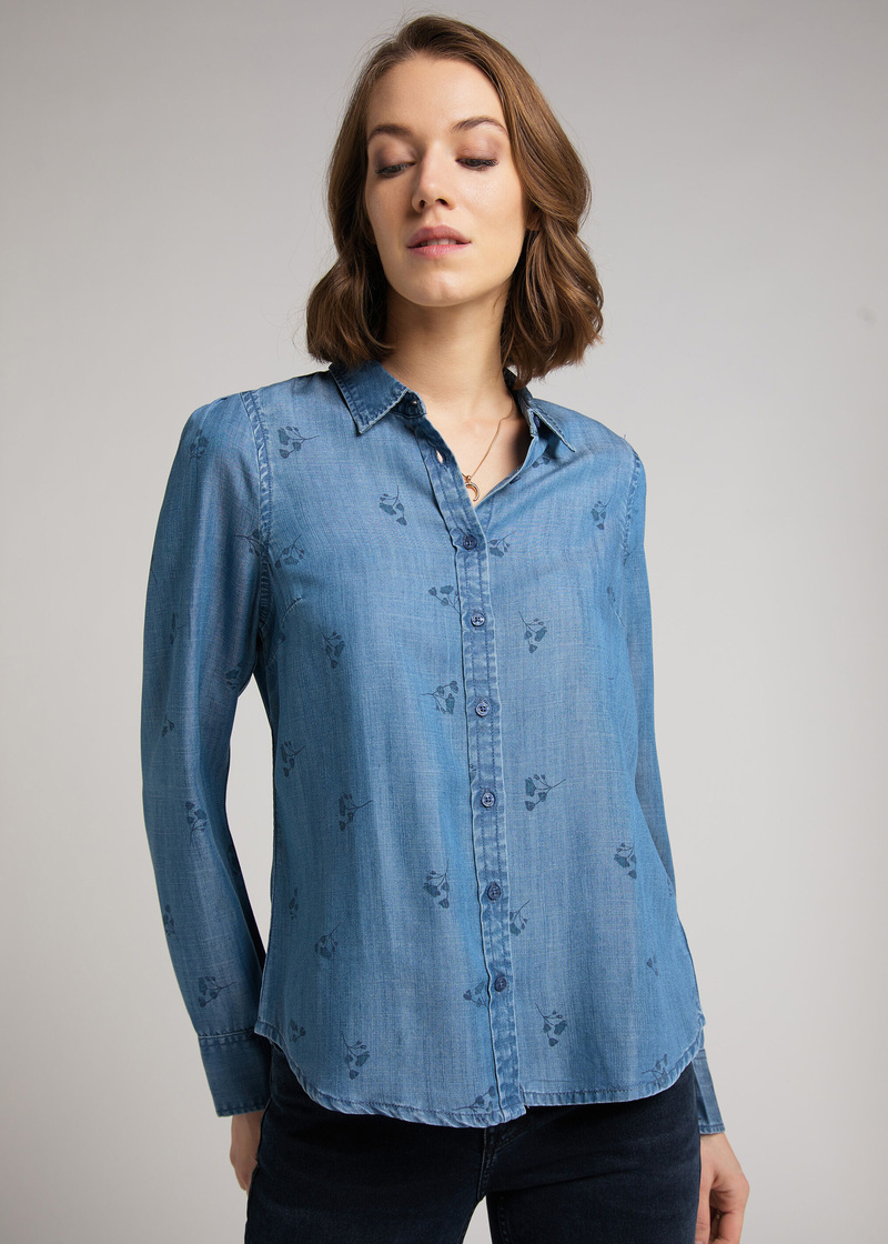 Damska Koszula Dinsowa Mustang Emma Denim Aop Denim Blue - 1011904-5000-200