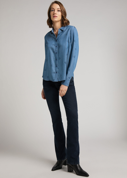 Damska Koszula Dzinsowa Mustang Emma Denim Aop Denim Blue - 1011904-5000-200