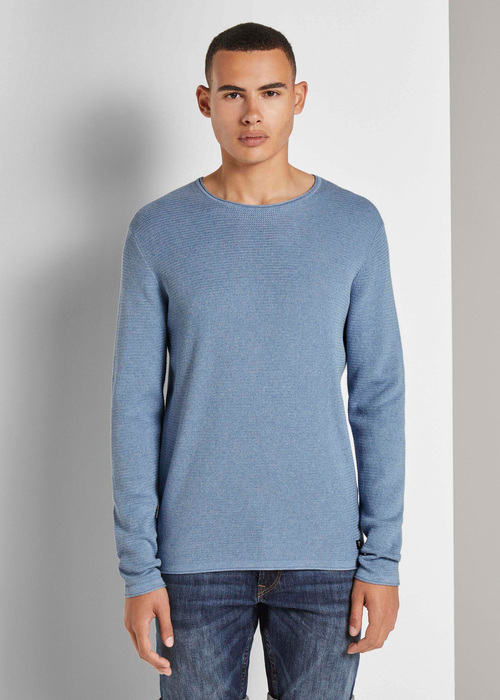 Tom Tailor Textured Sweater - Soft Light Blue Melange 1016090-21438 