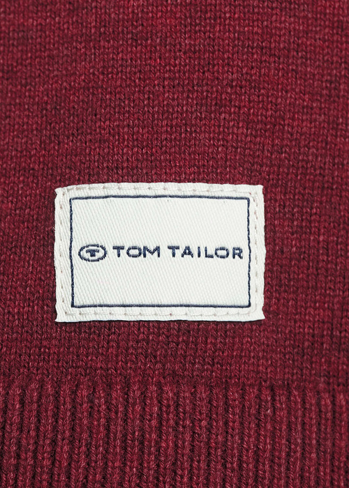 Meski Sweter Tom Tailor Doublepack V Neck Knit Warm Wine Melange - 1030935-18648