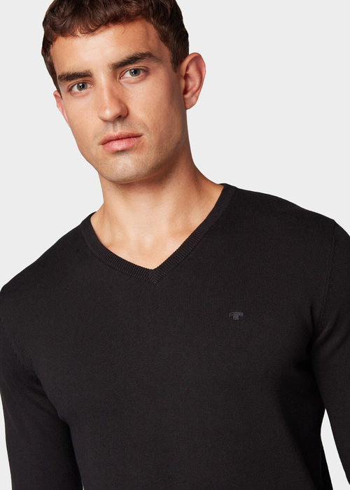 Tom Tailor Basic V Neck Sweater Black - 1012820-29999