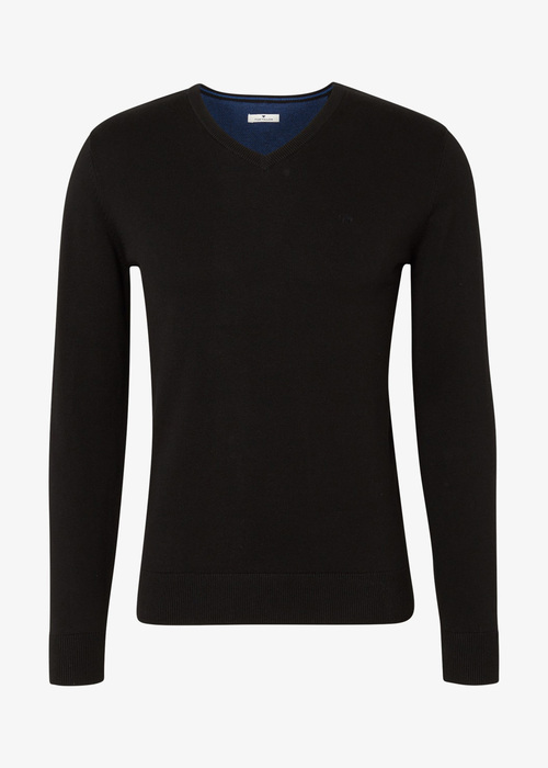 Tom Tailor Basic V Neck Sweater Black - 1012820-29999