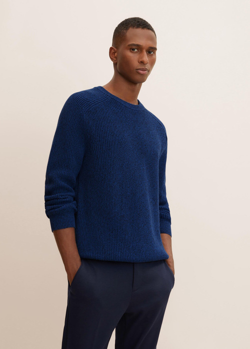 Tailor® Tom Dark - Knit Size S Pullover Blue Structure Shades