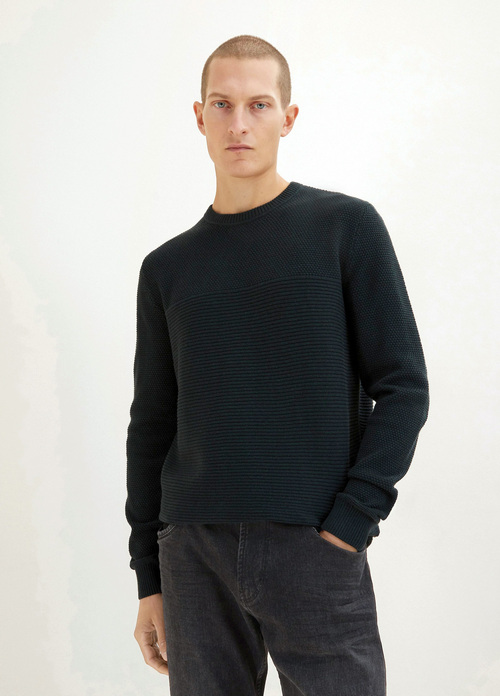 Tom Tailor Knitted Jumper - Dark Gable Green Melange 1032302-13159 