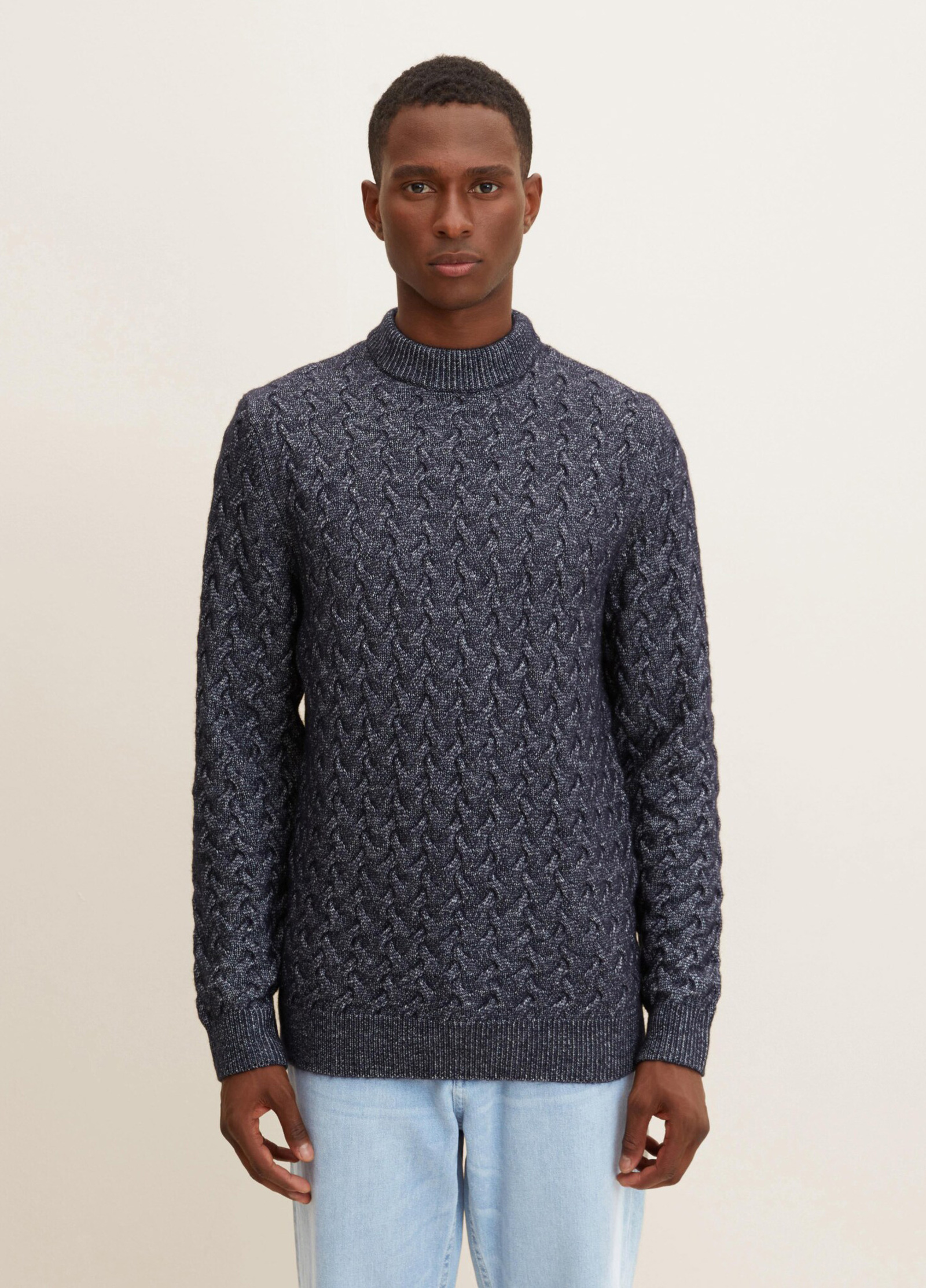 - Tom Size Tailor® L Navy Melange Knit Pullover