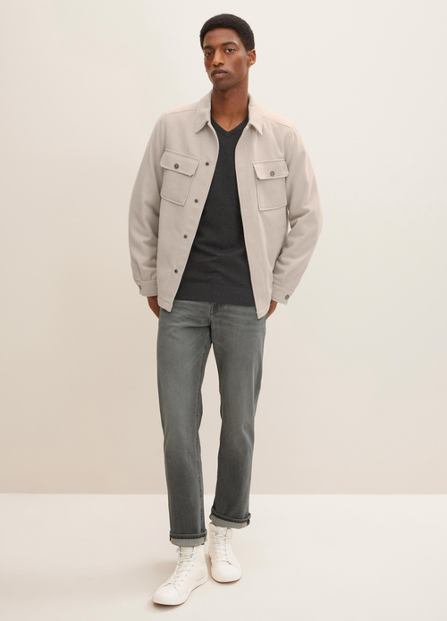 Meski Sweter Tom Tailor Simple Knitted Jumper Black Grey Melange - 1012820-10617