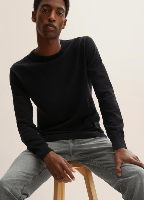 Meski Sweter Tom Tailor Simple Knitted Jumper Black - 1012819-29999