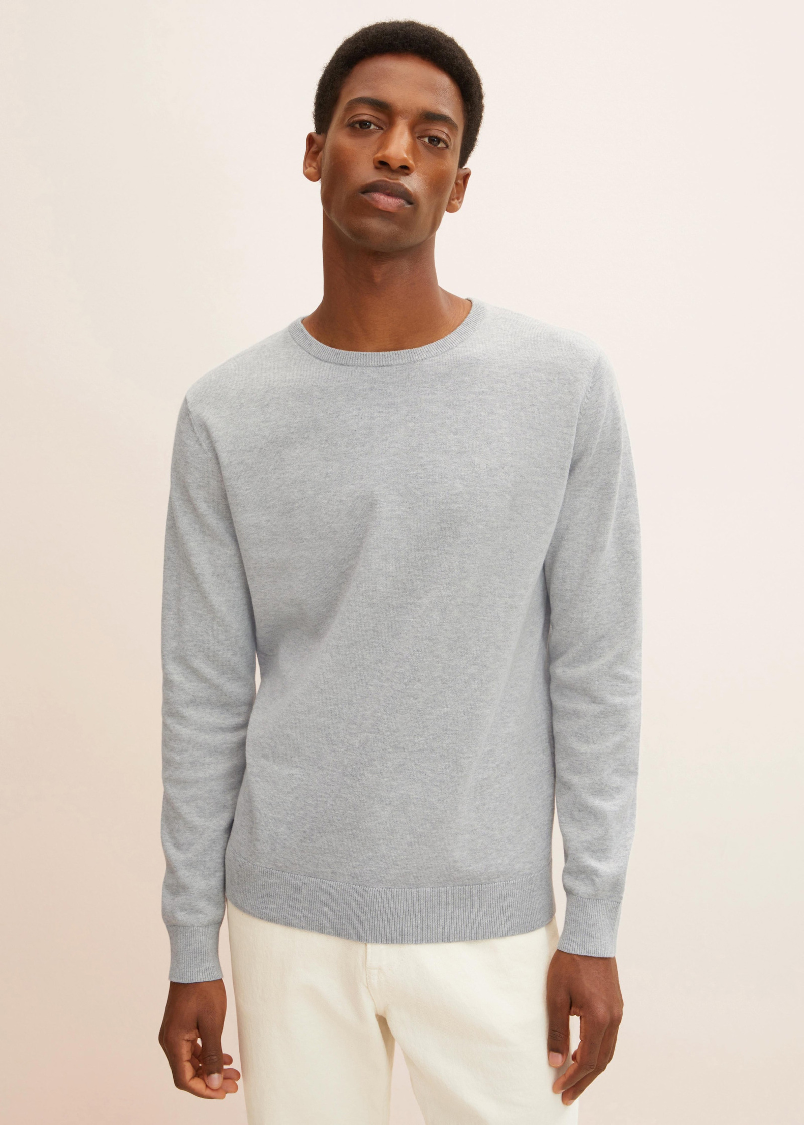Tom Tailor® Simple knitted jumper - Light Soft Grey Melange Size S