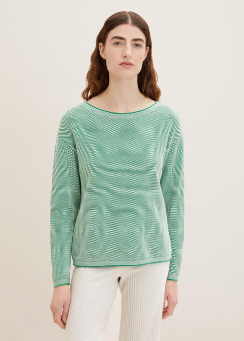 Tom Tailor Knitted Jumper Green Bubble Structure - 1033125-31311