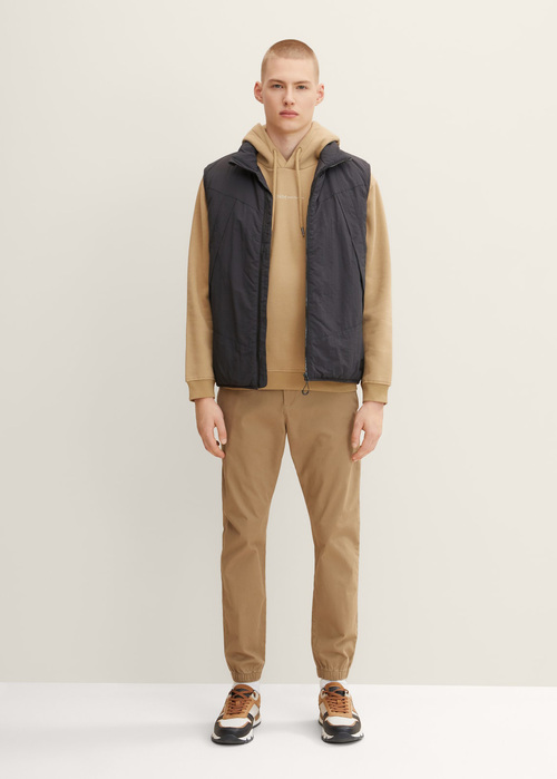 Meska Bluza Denim Tom Tailor Printed Hoodie Splashed Clay Beige - 1033580-12912