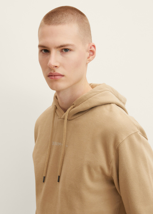 Meska Bluza Denim Tom Tailor Printed Hoodie Splashed Clay Beige - 1033580-12912