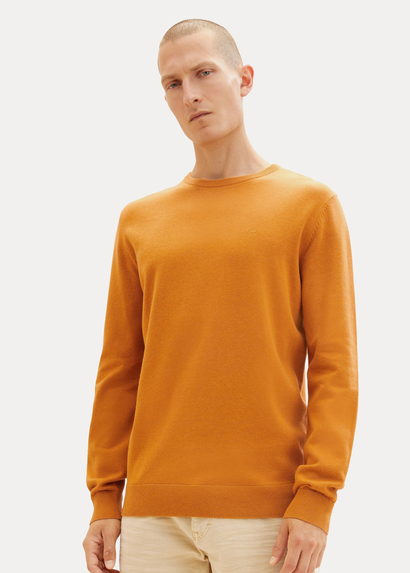 Tom Tailor Mottled Knitted Sweater Rusty Orange Burned Melange - 1027661-27682