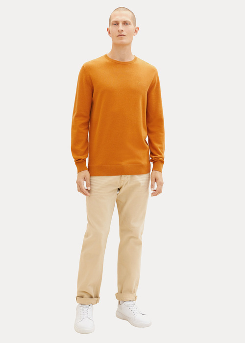 Tom Tailor Mottled Knitted Sweater Rusty Orange Burned Melange - 1027661-27682