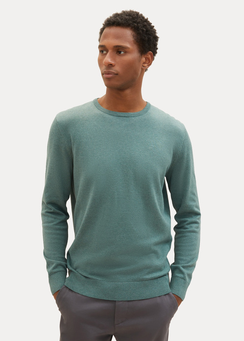 Tom Tailor Mottled Knitted Sweater Green Dust Melange - 1027661-32619