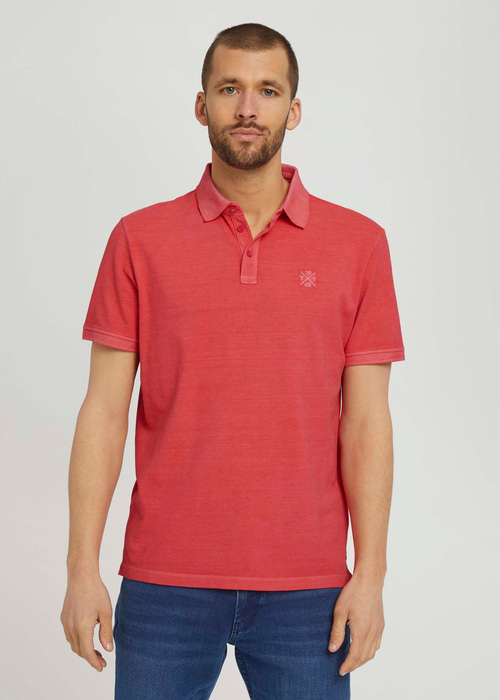 Tom Tailor Overdyed Polo With Embro Plain Red - 1026022-11042