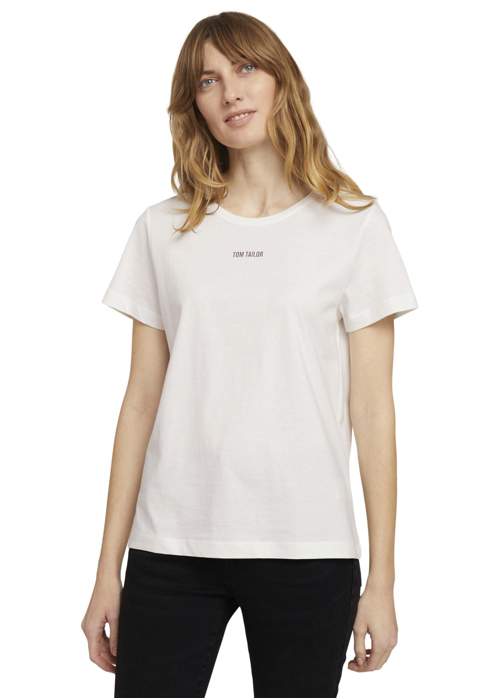 Whisper White C-neck Logo Tom Tailor® Size Tshirt - 3XL
